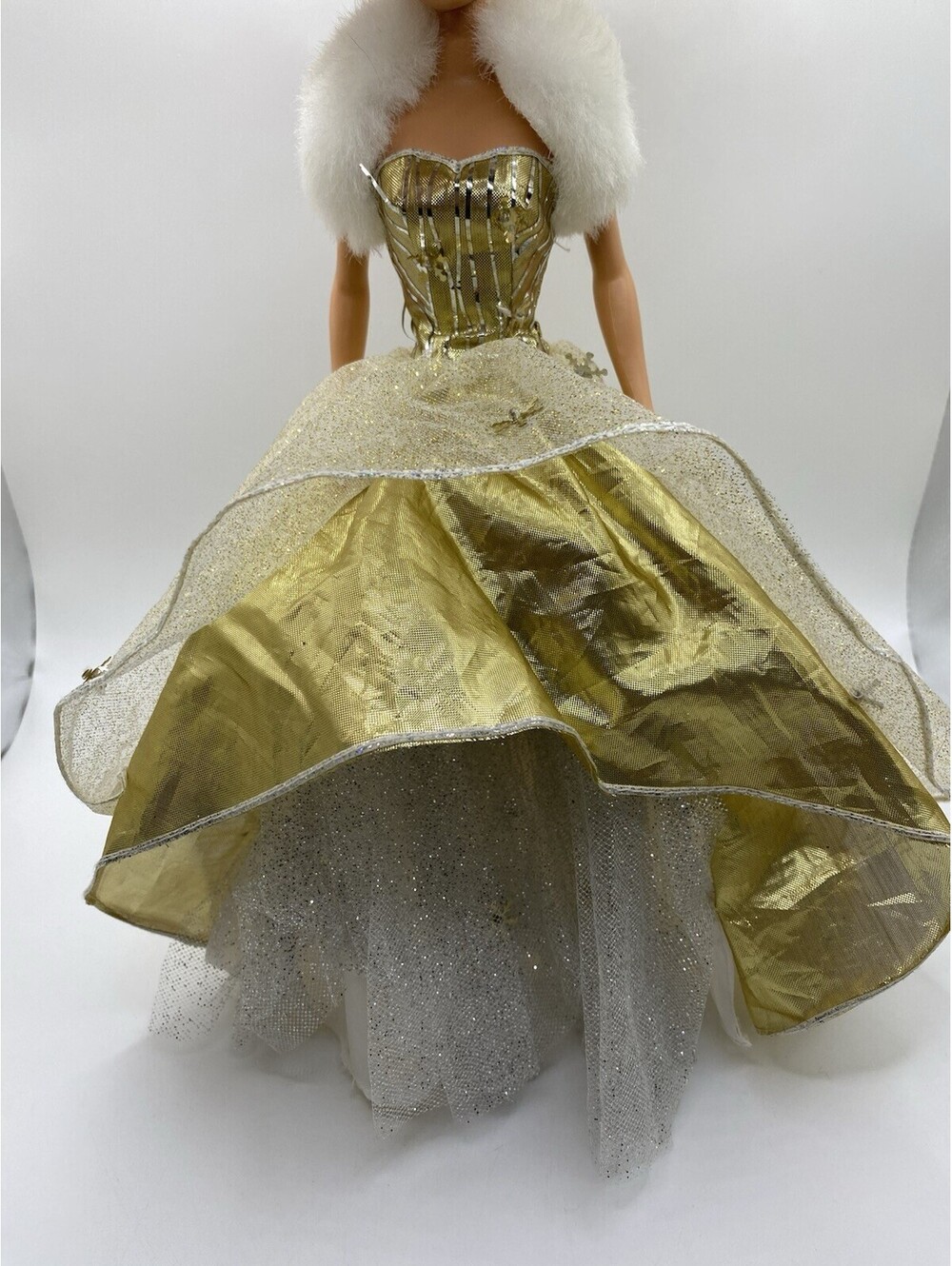 Barbie Gown 2000 Celebration Special Edition #28269 Gold W/ Fur Collar B1